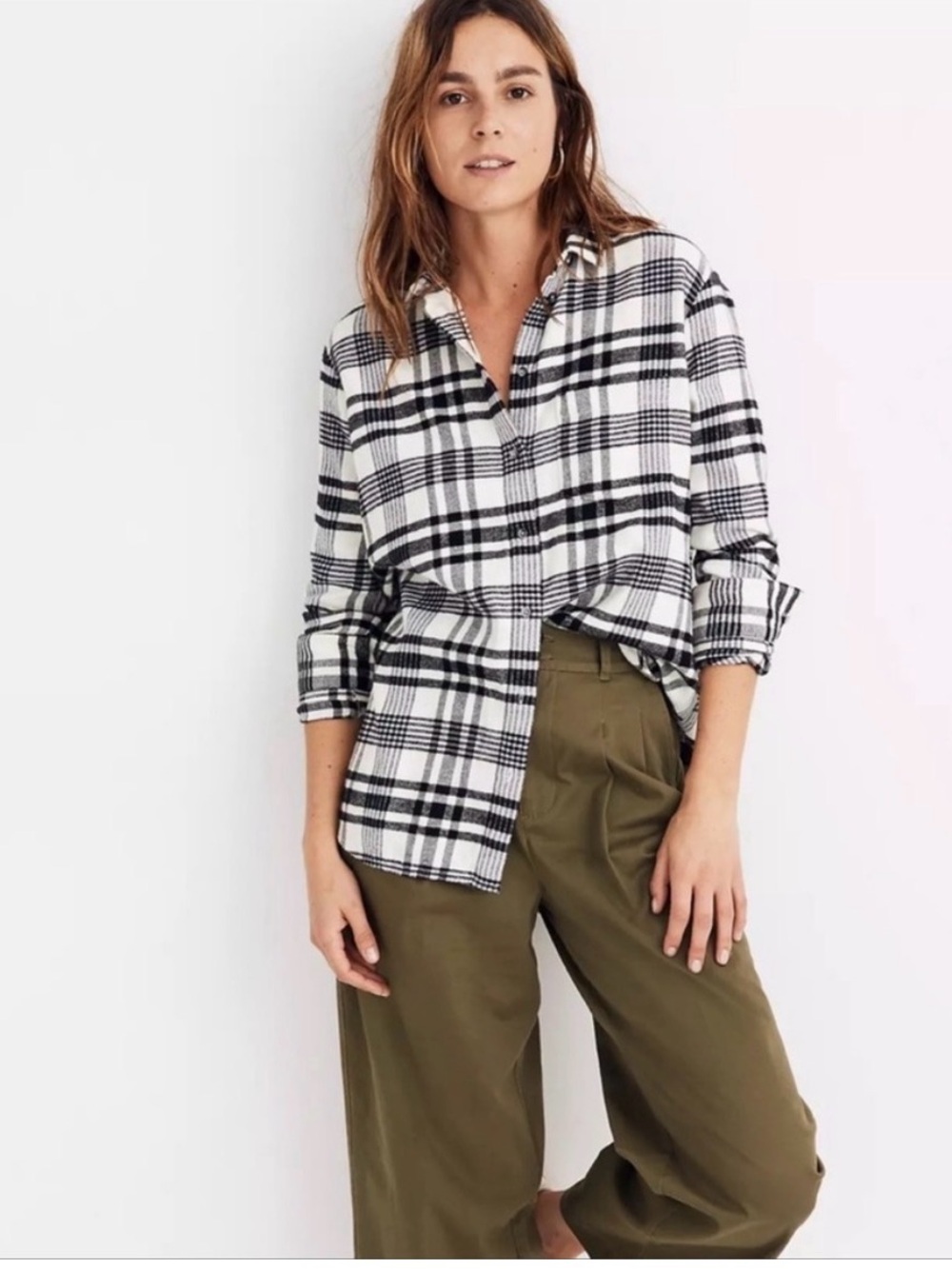 Madewell Buffalo Plaid Oversized Ex-boyfriend Shift - Sz L